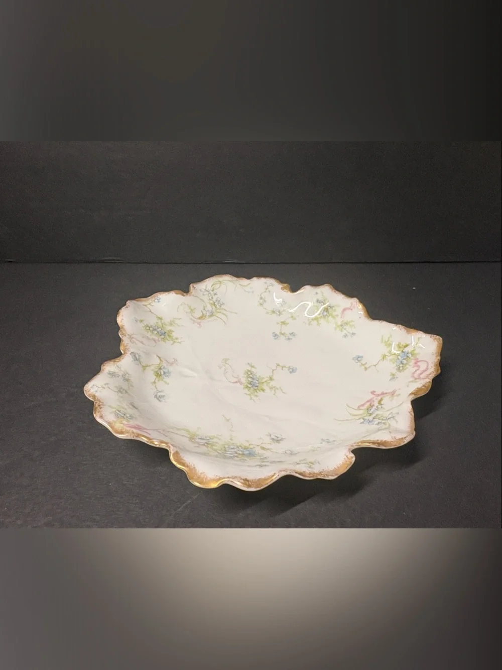 Antique Haviland&Co Limoges Blue Floral 6” Bon-Bon Dish Victorian Cottage Core